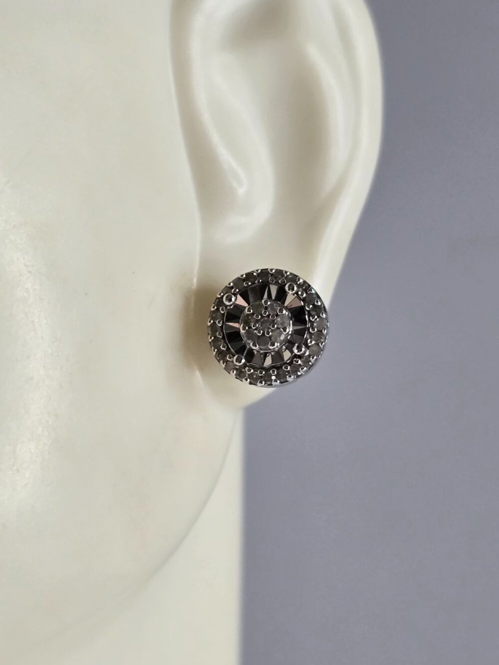 Womens Vintage Estate Sterling Silver Diamond Earrings 1.8g E6684